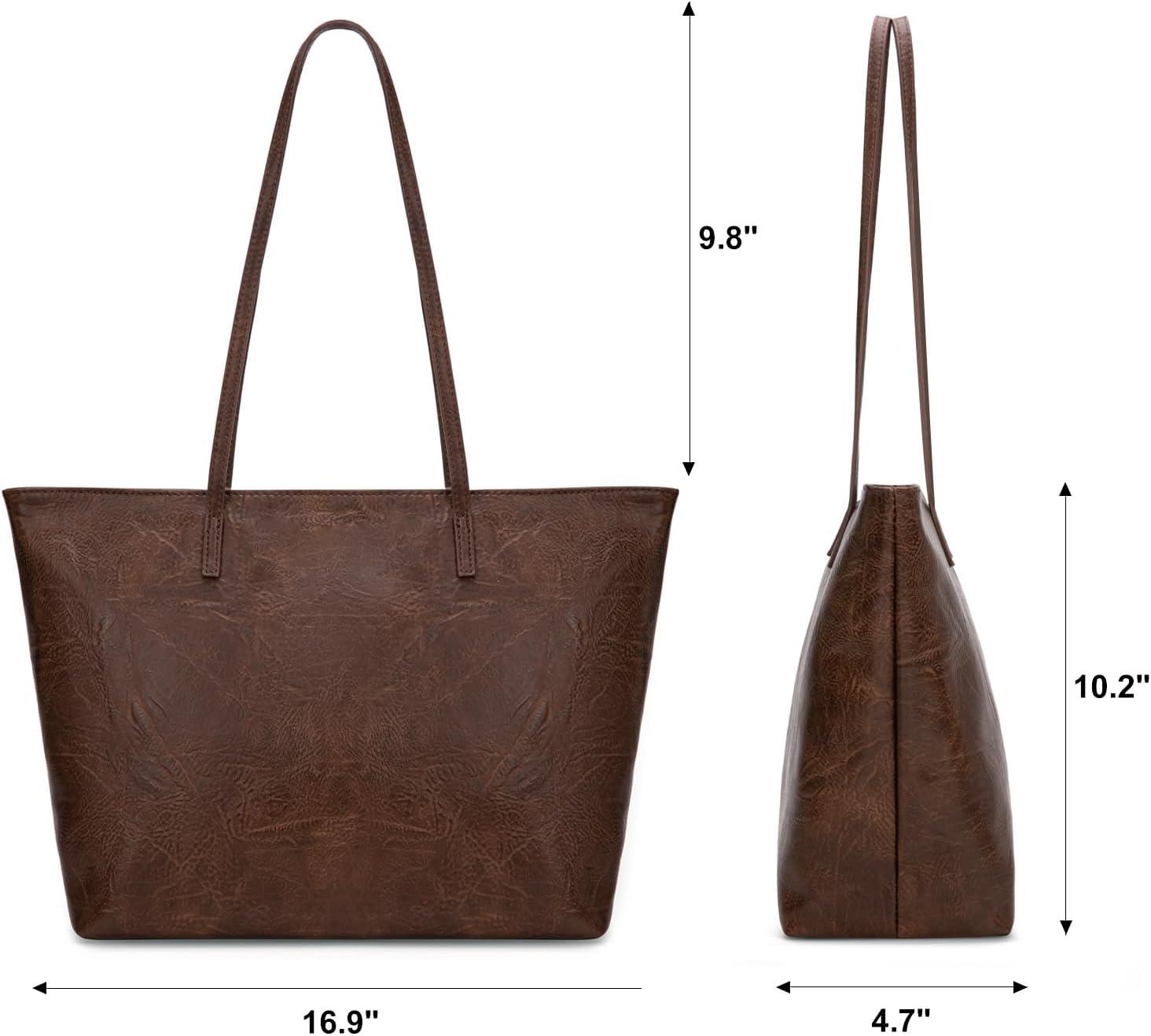 imageMontana West Medium Tote Bags for Women Shoulder Handbag with Zipper Lightweight Everyday Purse for Work Travel or ShoppingDowntown Brown