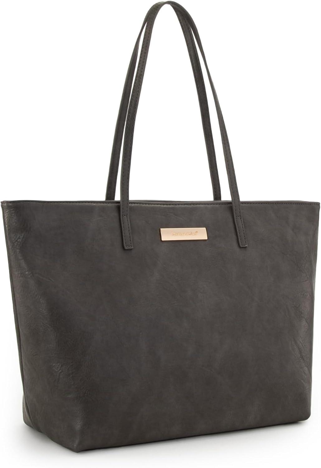 imageMontana West Medium Tote Bags for Women Shoulder Handbag with Zipper Lightweight Everyday Purse for Work Travel or ShoppingGrey