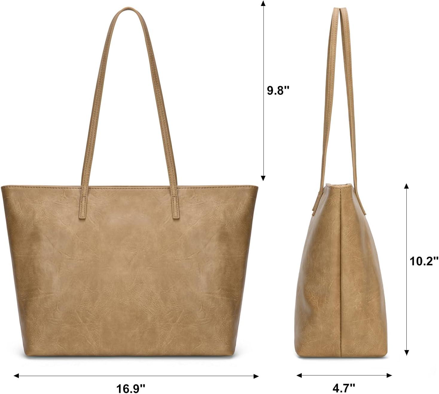 imageMontana West Medium Tote Bags for Women Shoulder Handbag with Zipper Lightweight Everyday Purse for Work Travel or ShoppingKhaki