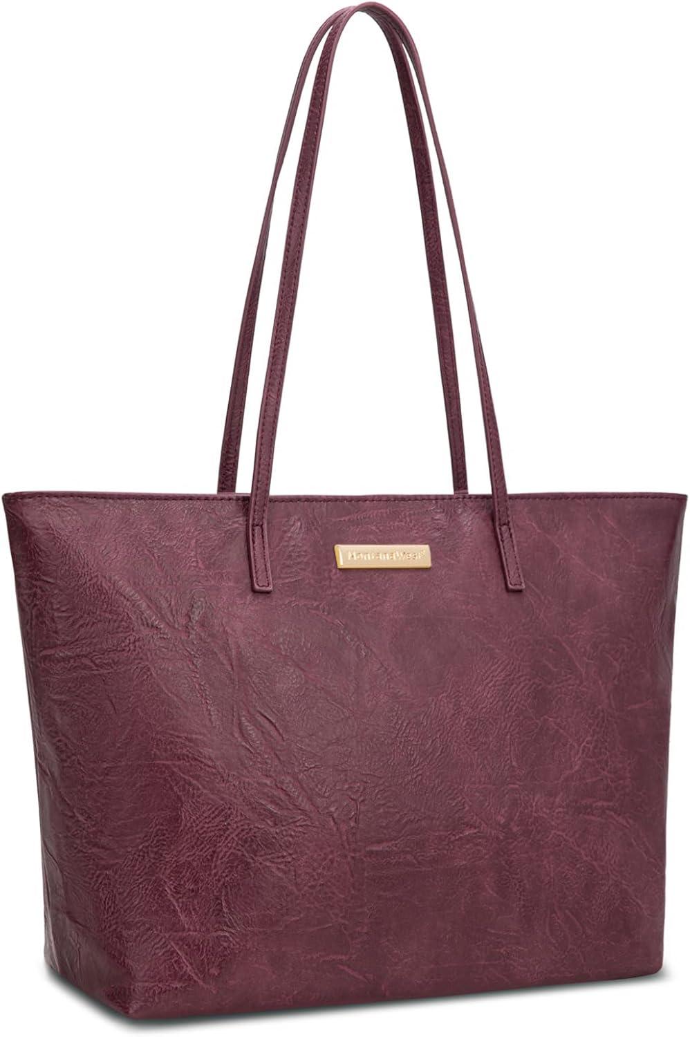 imageMontana West Medium Tote Bags for Women Shoulder Handbag with Zipper Lightweight Everyday Purse for Work Travel or ShoppingPurple