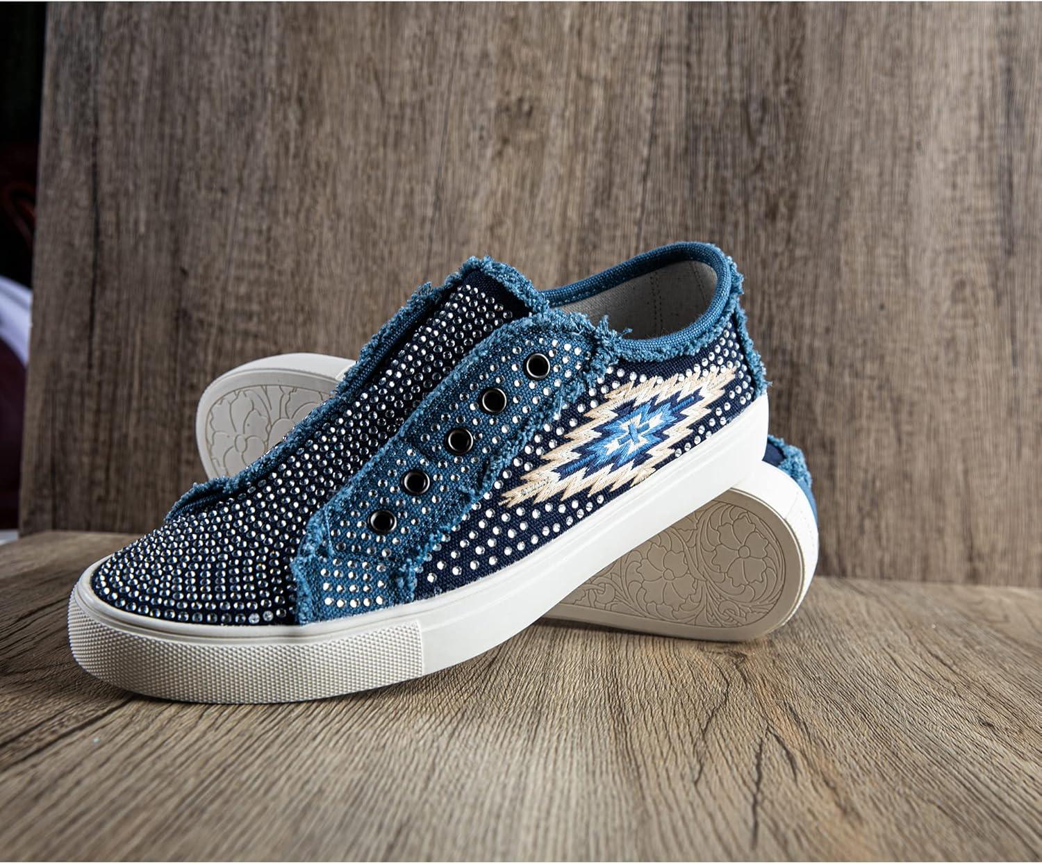 imageMontana West Slipon Shoes for Women Casual Sneakers Fashion Western Bling Walking Shoes Womens LowTop Canvas Loafers 900S018NY8