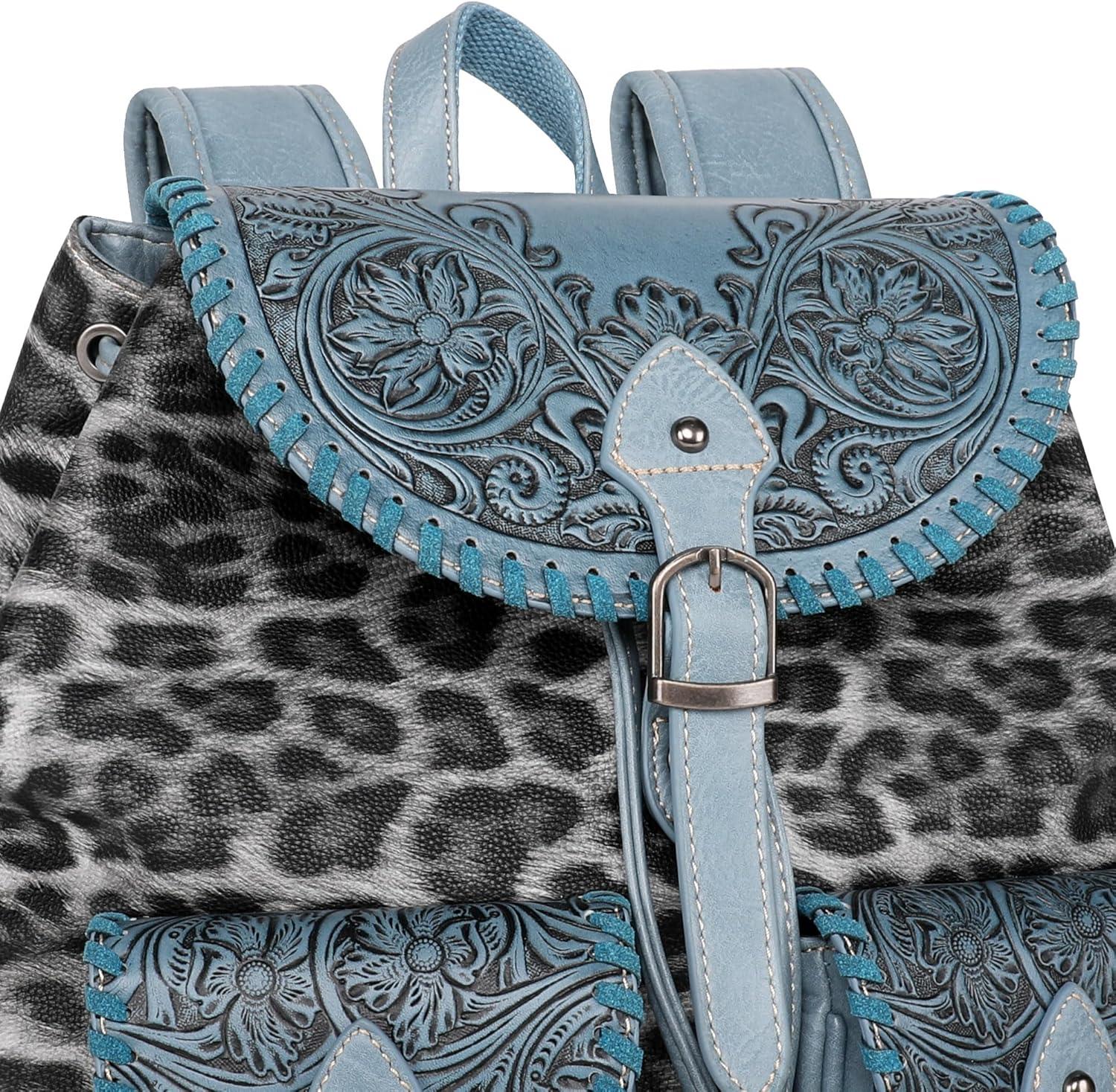 imageMontana West Western Tooled Collection Backpack Large Travel Western Backpack for Women MW11739110BL