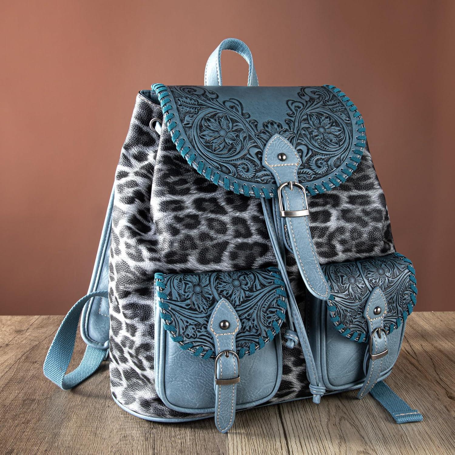 imageMontana West Western Tooled Collection Backpack Large Travel Western Backpack for Women MW11739110BL