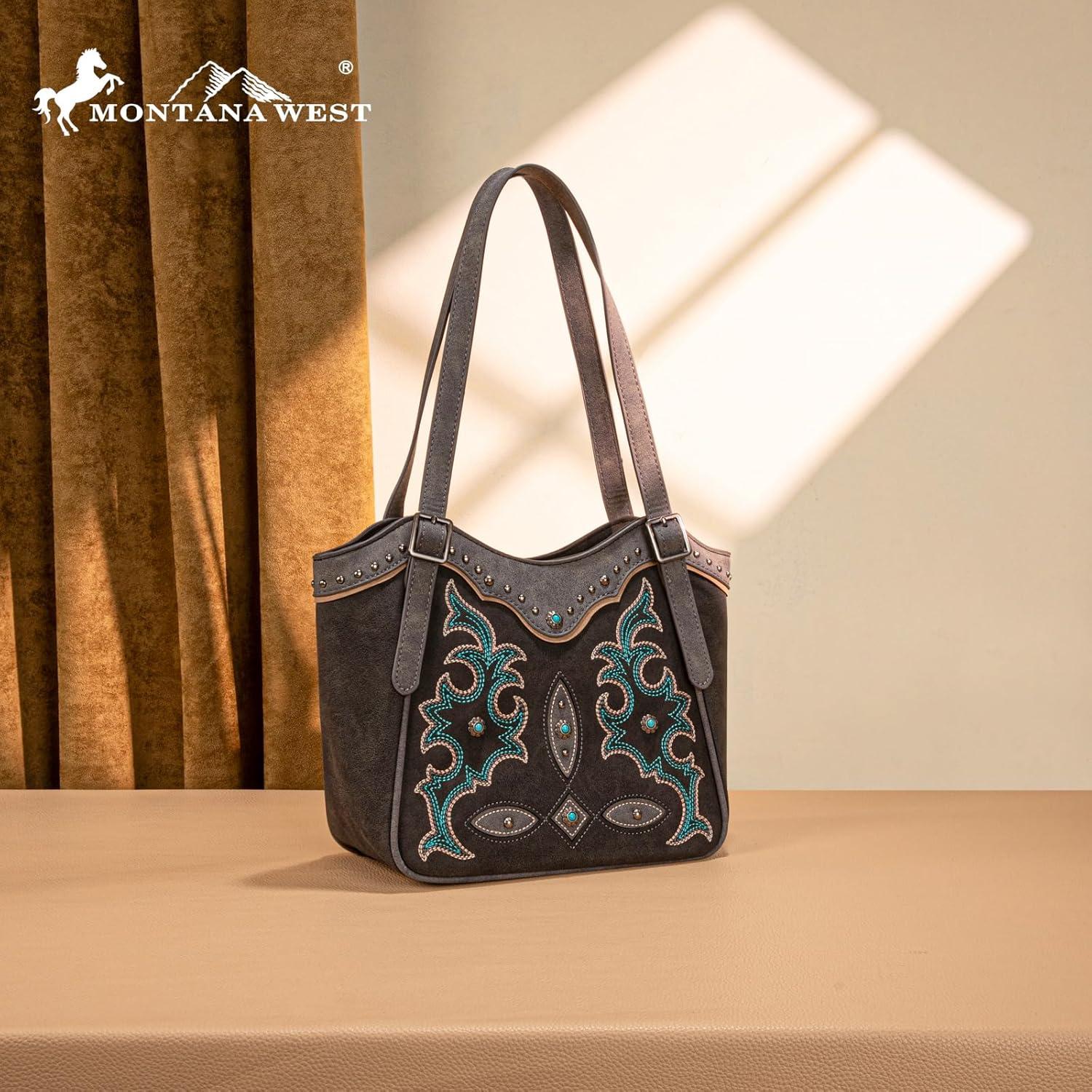 imageMontana West Western Tote Bag for Women Embroidered Shoulder Bag Tooled Purse