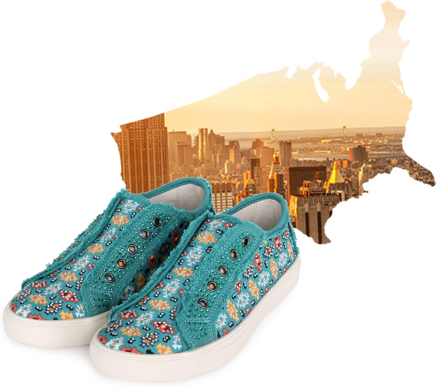 imageMontana West Womens Slip On Sneakers Casual Loafers Rhinestone Walking Shoes Art Ethnics Painted Travel Shoes 900S044TQ6