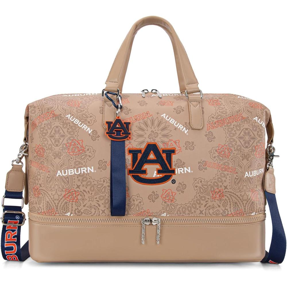 imageLSU Tigers Officially Licensed Duffle Bag WaterResistant Gym Duffel with Shoe ampamp Wet Compartment Weekender CarryOn Bag for Travel Sports ampamp Fitness Purple NCAAAUKhaki