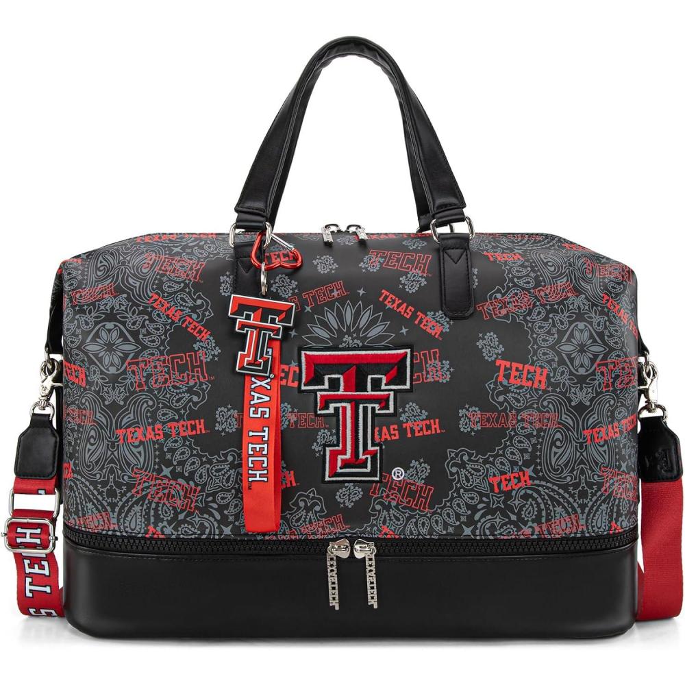 imageLSU Tigers Officially Licensed Duffle Bag WaterResistant Gym Duffel with Shoe ampamp Wet Compartment Weekender CarryOn Bag for Travel Sports ampamp Fitness Purple NCAATTUBlack