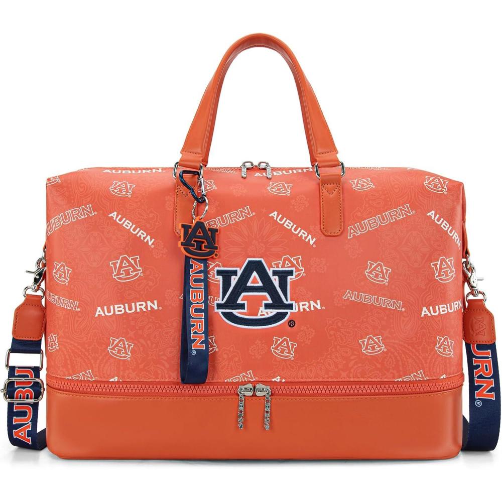 imageLSU Tigers Officially Licensed Duffle Bag WaterResistant Gym Duffel with Shoe ampamp Wet Compartment Weekender CarryOn Bag for Travel Sports ampamp Fitness Purple NCAAAUOrange