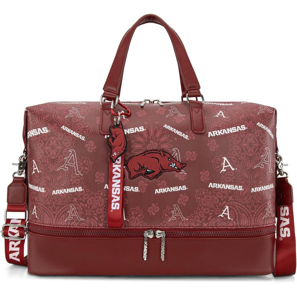 imageLSU Tigers Officially Licensed Duffle Bag WaterResistant Gym Duffel with Shoe ampamp Wet Compartment Weekender CarryOn Bag for Travel Sports ampamp Fitness Purple NCAAAFUBurgundy