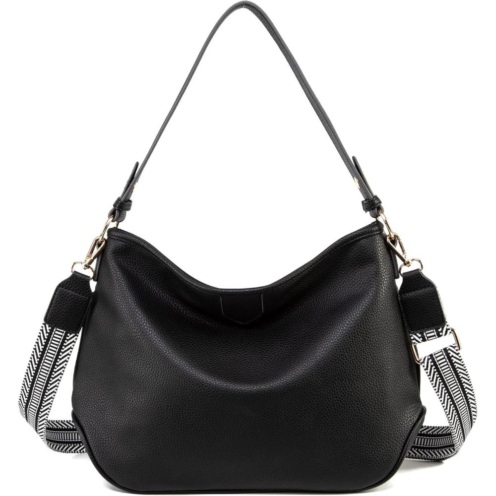 imageLarge Hobo Crossbody Bags for Women Shoulder Purse Work Daily Handbags with Adjustable Strap2 Straps Black