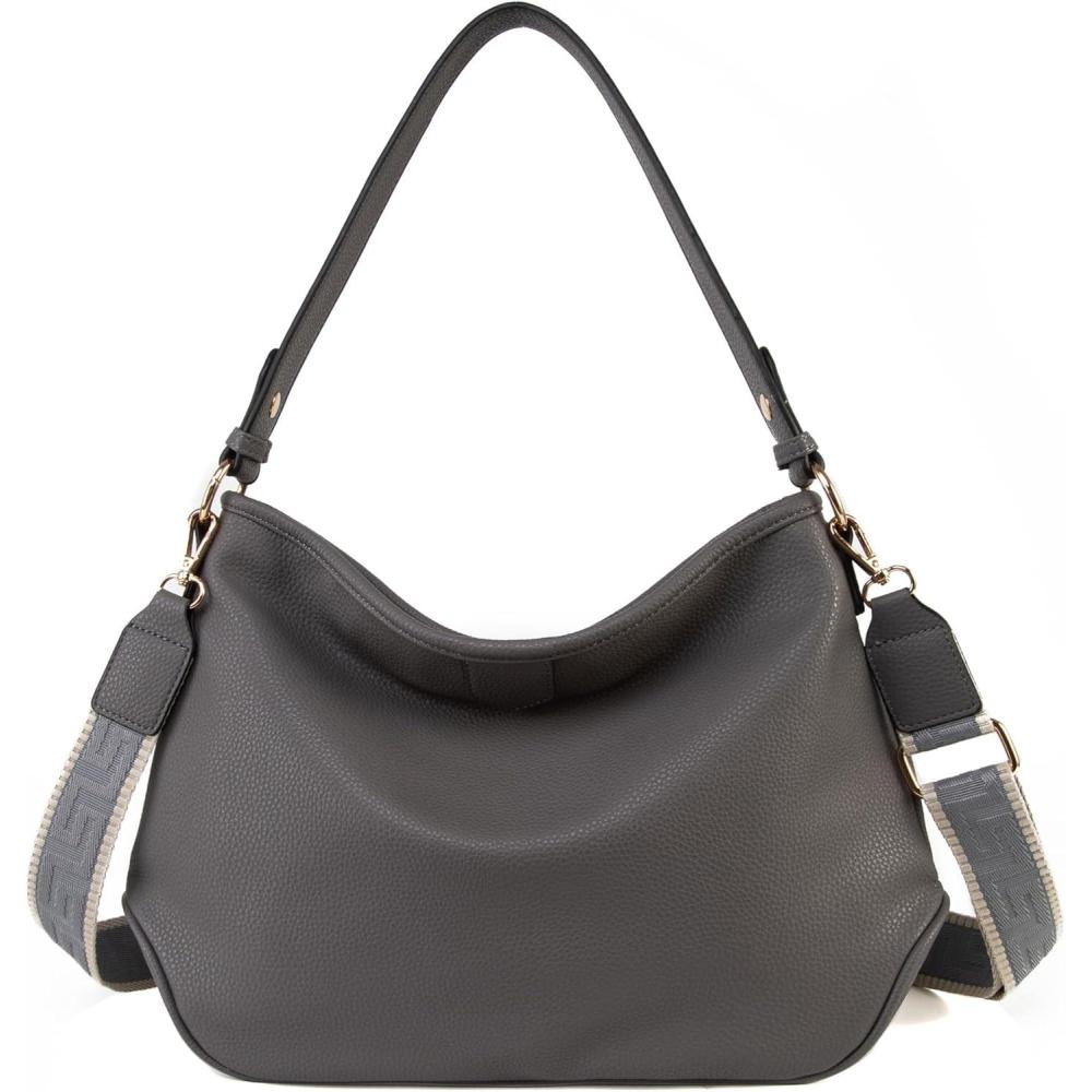 imageLarge Hobo Crossbody Bags for Women Shoulder Purse Work Daily Handbags with Adjustable Strap2 Straps Gray