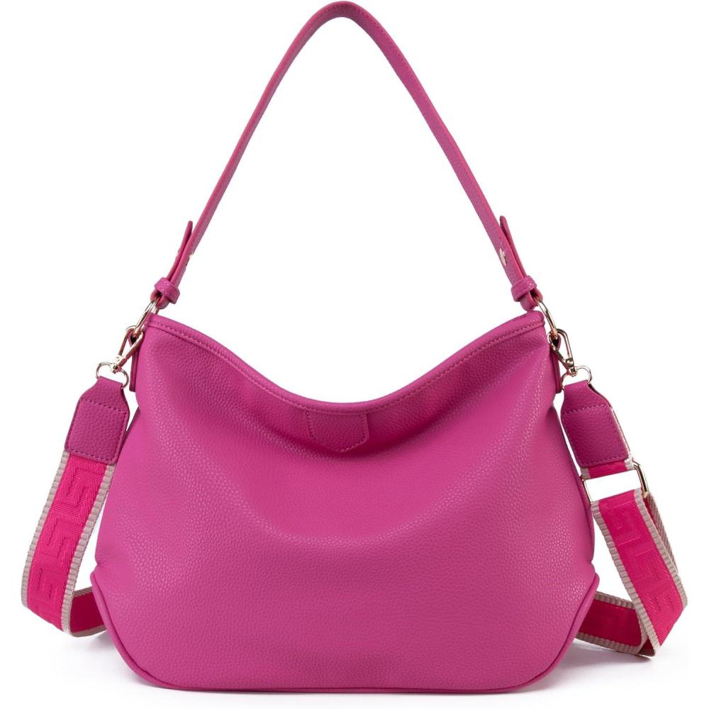 imageLarge Hobo Crossbody Bags for Women Shoulder Purse Work Daily Handbags with Adjustable Strap2 Straps Hot Pink