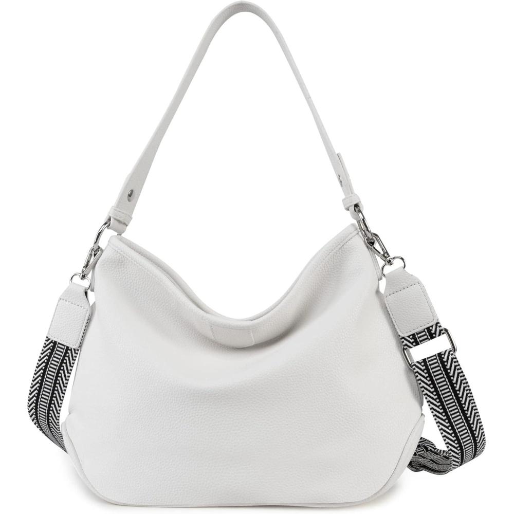 imageLarge Hobo Crossbody Bags for Women Shoulder Purse Work Daily Handbags with Adjustable Strap2 Straps White
