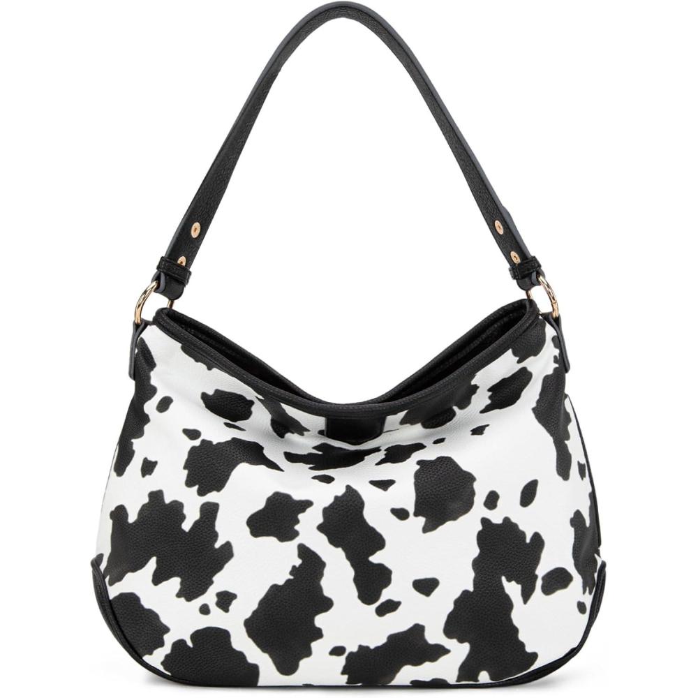 imageLarge Hobo Crossbody Bags for Women Shoulder Purse Work Daily Handbags with Adjustable StrapCow Print Black