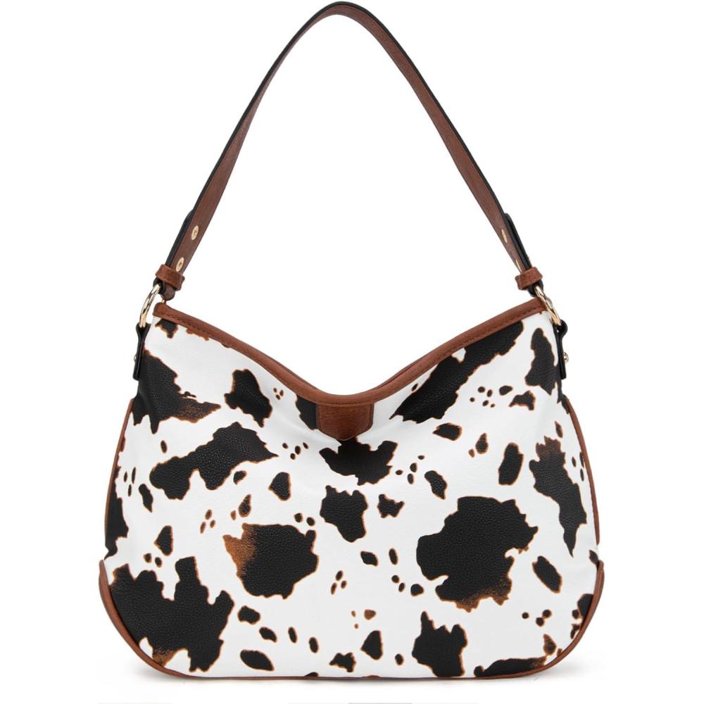 imageLarge Hobo Crossbody Bags for Women Shoulder Purse Work Daily Handbags with Adjustable StrapCow Print Brown