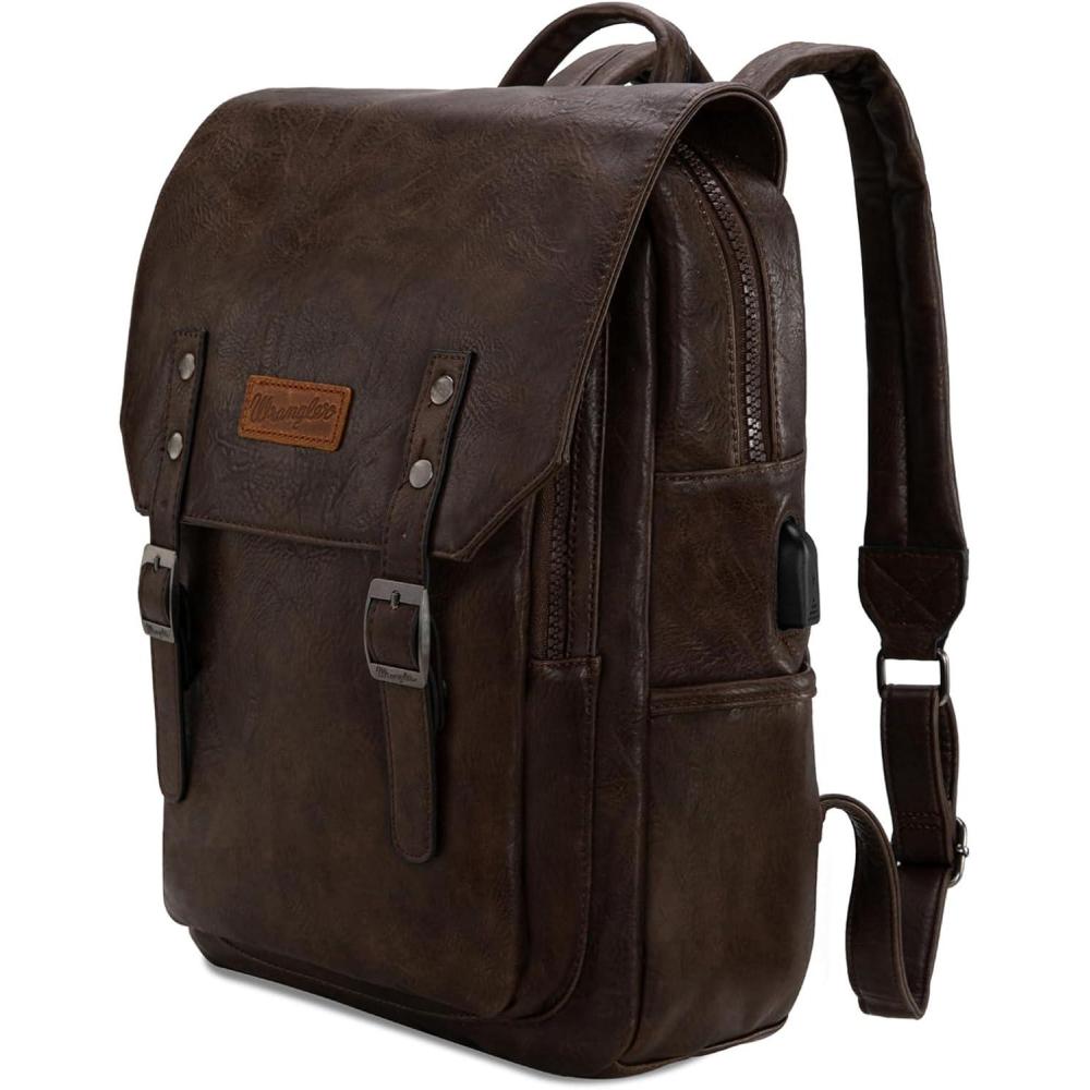 imageMontana West Wrangler Backpack for Women Men Unisex Stylish Business Work Backpack Purse Black Vegan Leather BackpackCoffee1