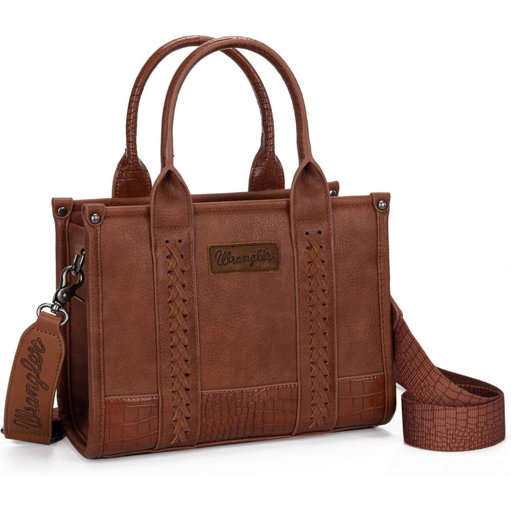 imageMontana West Wrangler Tote Bag for Women Western Cow Print Purse Designer Top Handle HandbagsM Cocoaguitar Strap