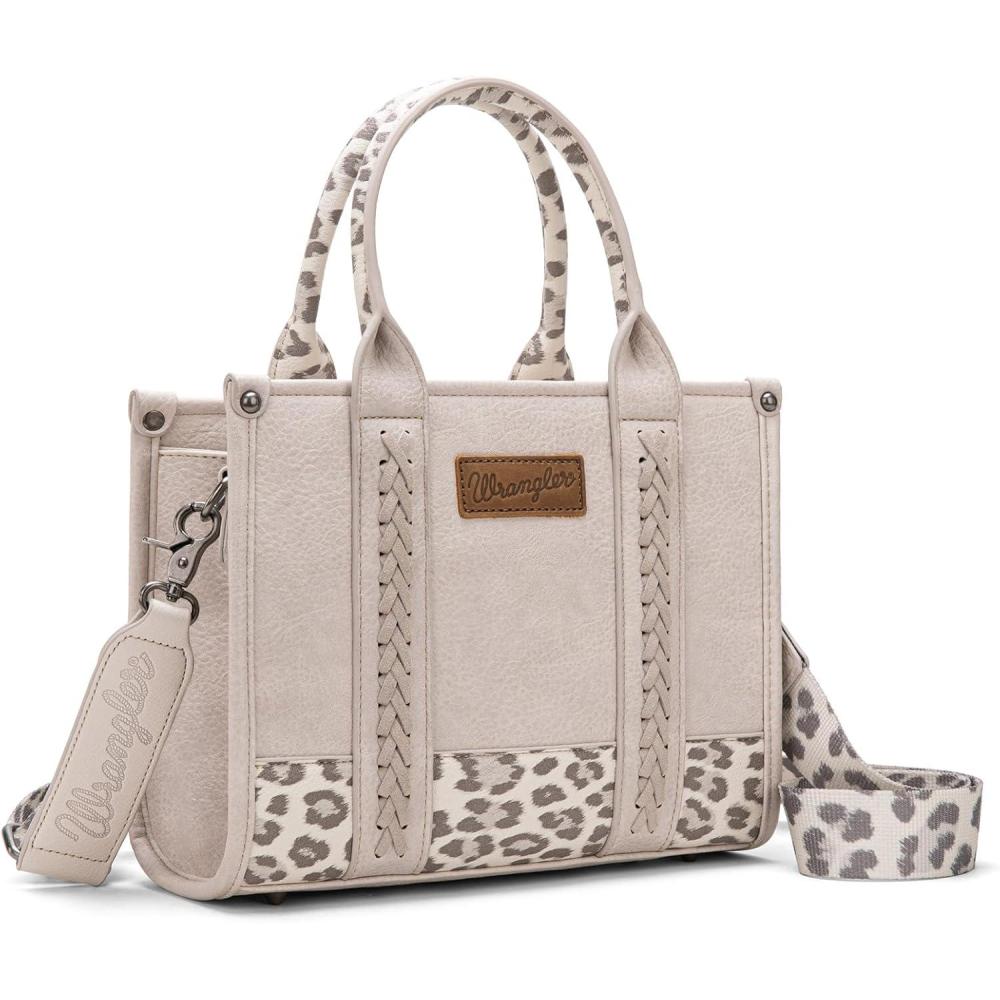 imageMontana West Wrangler Tote Bag for Women Western Cow Print Purse Designer Top Handle HandbagsM Lepard Beigeguitar Strap