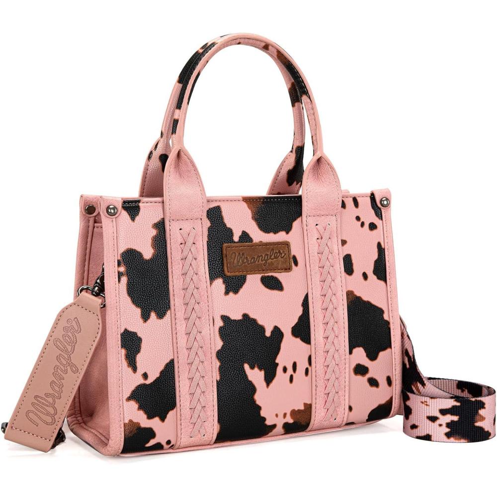 imageMontana West Wrangler Tote Bag for Women Western Cow Print Purse Designer Top Handle HandbagsMcow Print Pink