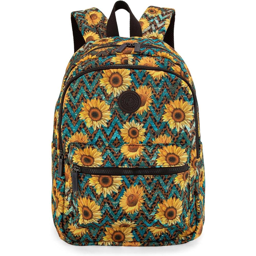 imageMontana West Backpack for Women Western Travel Backpack Purse Casual Daypack for Laptop CollegeFloral Sunflower 1