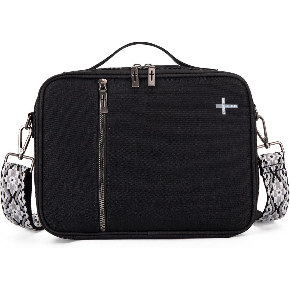 imageMontana West Bible Covers for Women Men with Leather Bookmark Carrying Book Case Church Bag Outdoor ProtectiveBlack