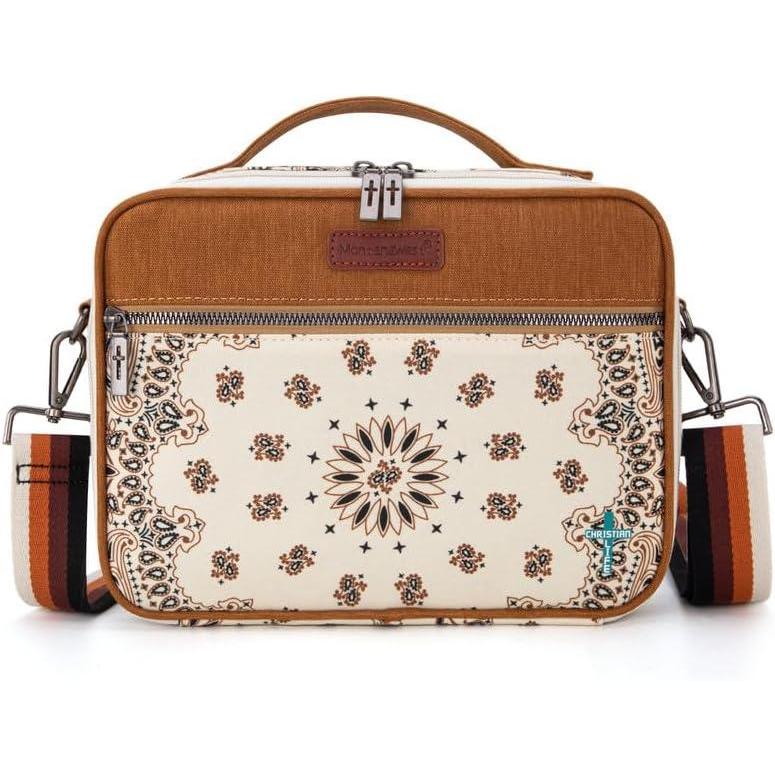 imageMontana West Bible Covers for Women Men with Leather Bookmark Carrying Book Case Church Bag Outdoor ProtectiveBrown