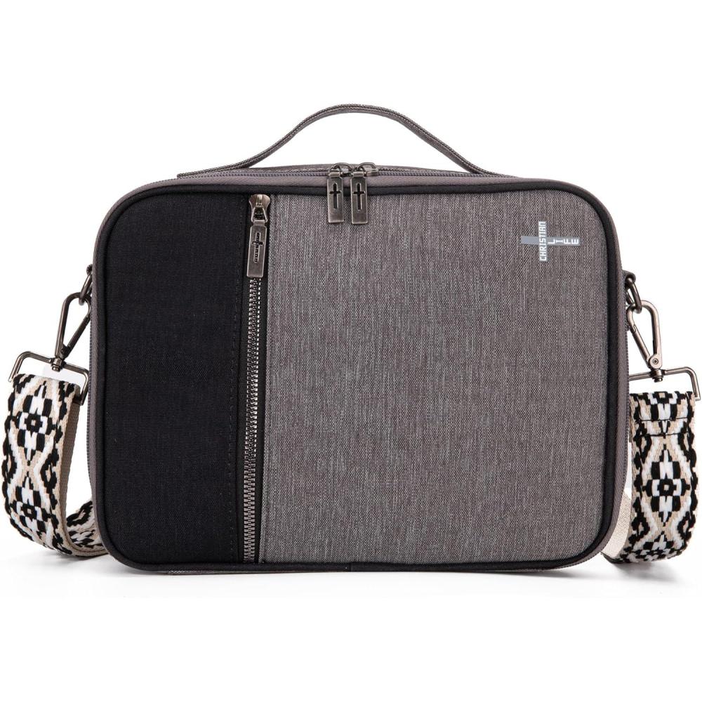 imageMontana West Bible Covers for Women Men with Leather Bookmark Carrying Book Case Church Bag Outdoor ProtectiveGreyblack