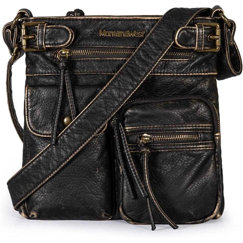 imageMontana West Crossbody Bag for Women Soft Washed Leather Multi Pocket crossbody handbagsBronze