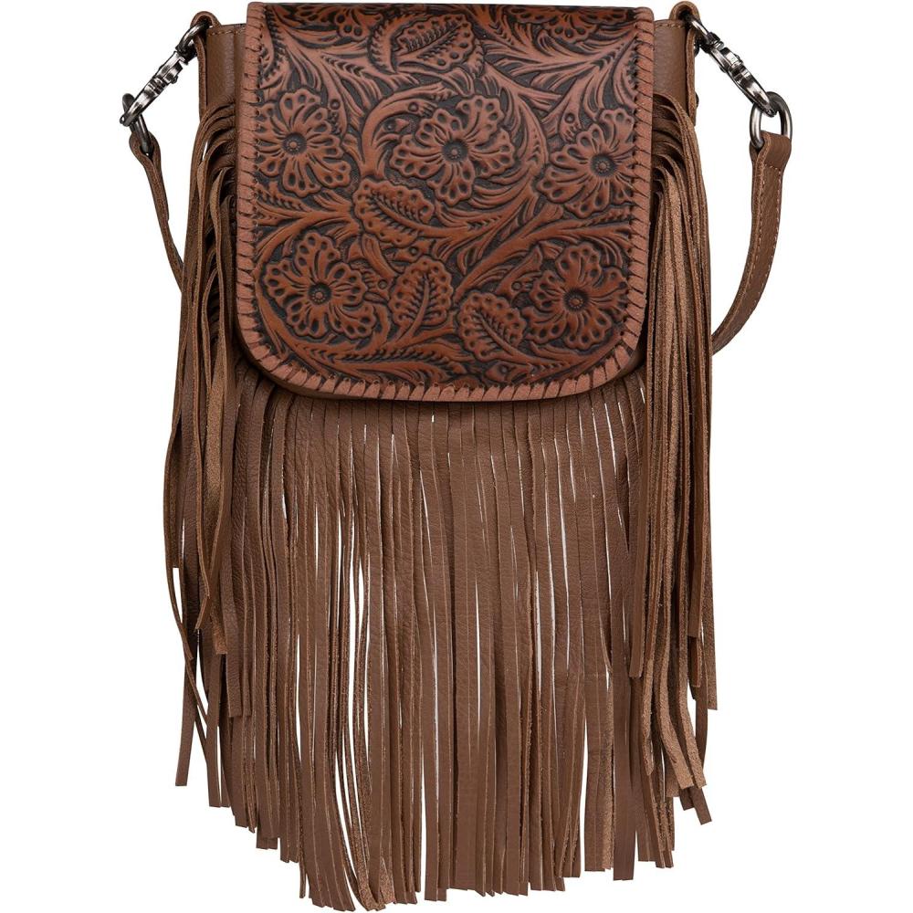 imageMontana West Fringe Purse Western Purses for Women Crossbody BagA2floral Tooledbrown