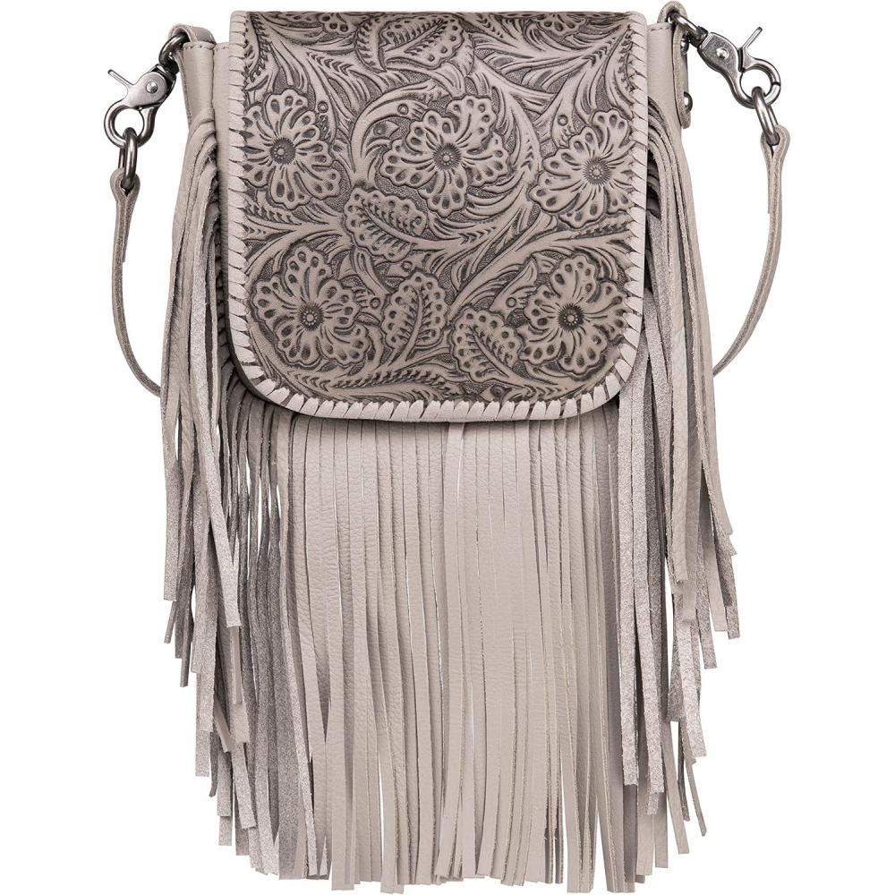 imageMontana West Fringe Purse Western Purses for Women Crossbody BagA4floral Tooledtan