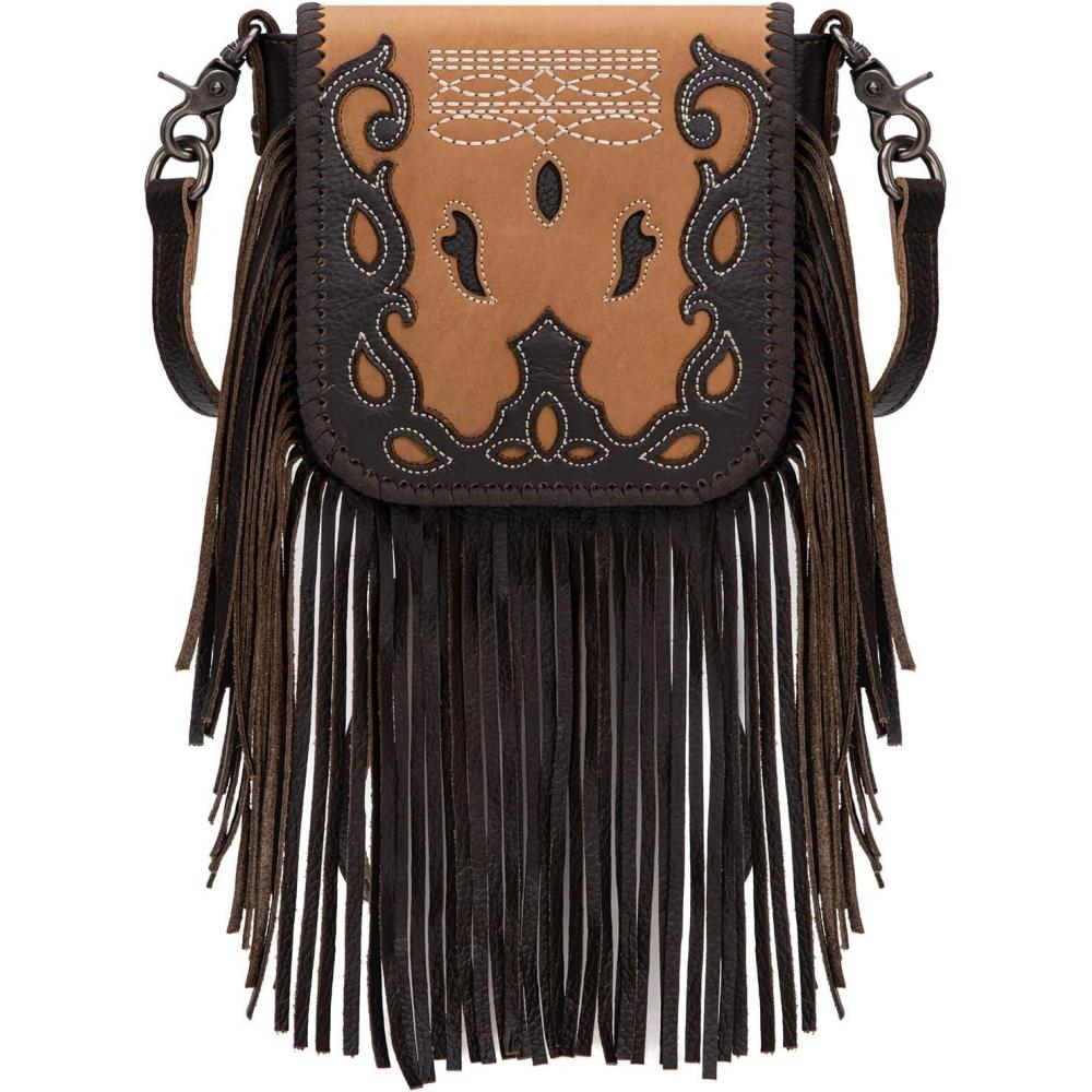 imageMontana West Fringe Purse Western Purses for Women Crossbody BagA5 Patchwork Brown and Coffee