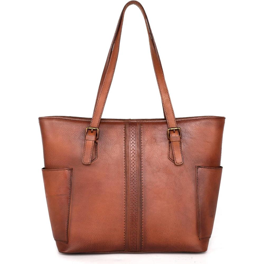 imageMontana West Genuine Leather Purses for Women WesternWhipstitch Tote Bag for Ladies Vintage Top Handle Bag