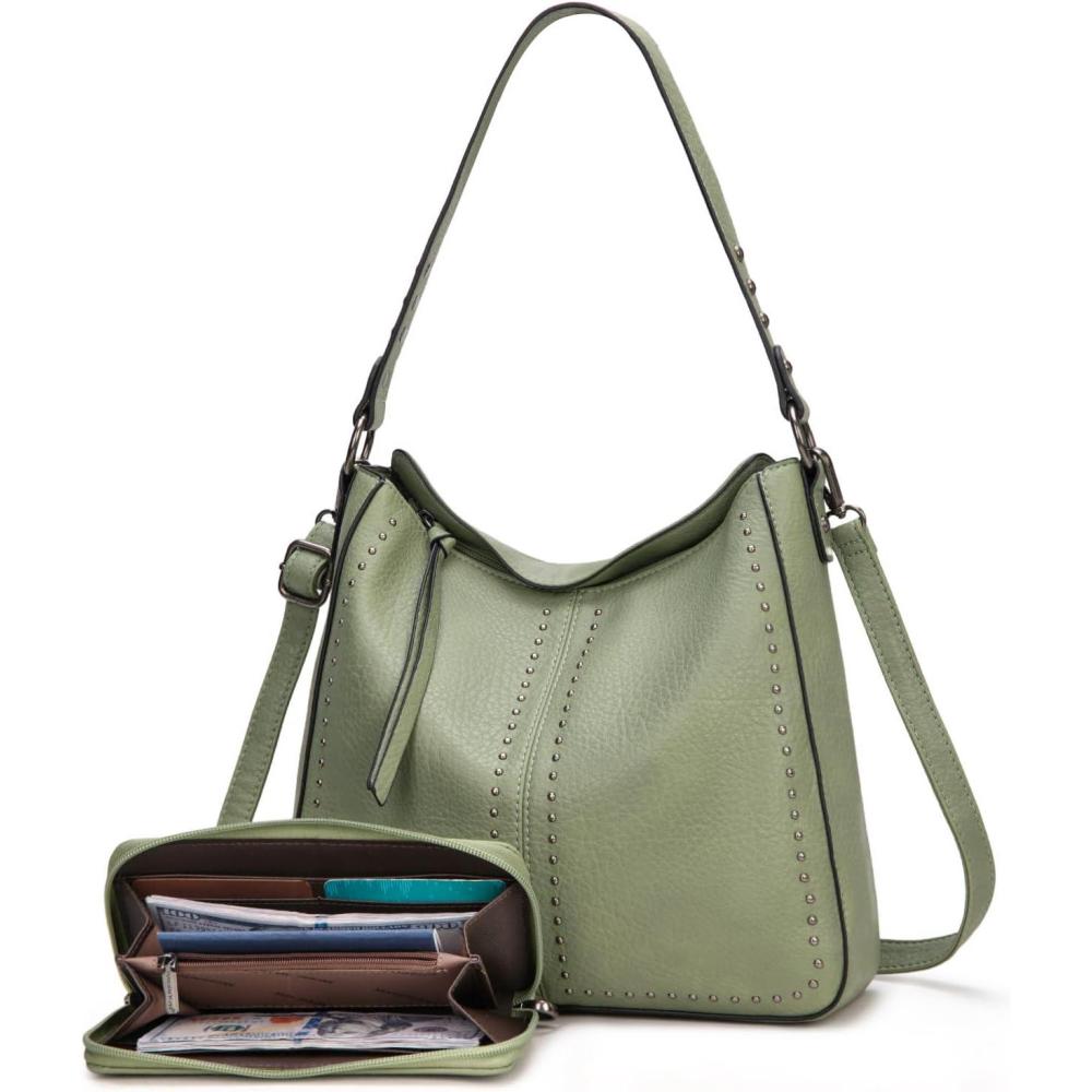 imageMontana West Hobo Bag for Women Crossbody Purse and Handbags Ladies Chic Shoulder BagsMint Green2pcs Set