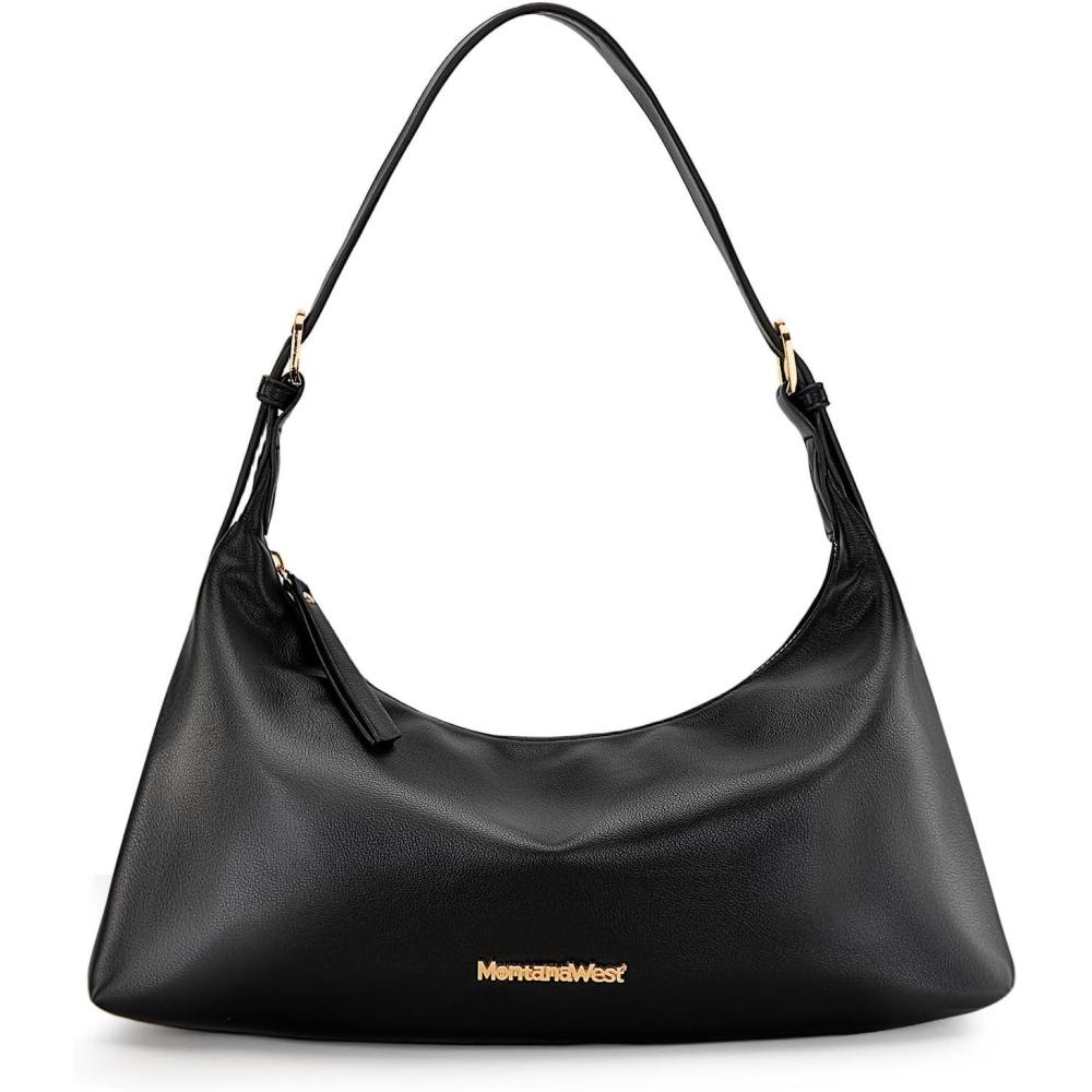imageMontana West MEDIUM Shoulder Purses for Women Crescent Hobo Bags Trendy Purses073black