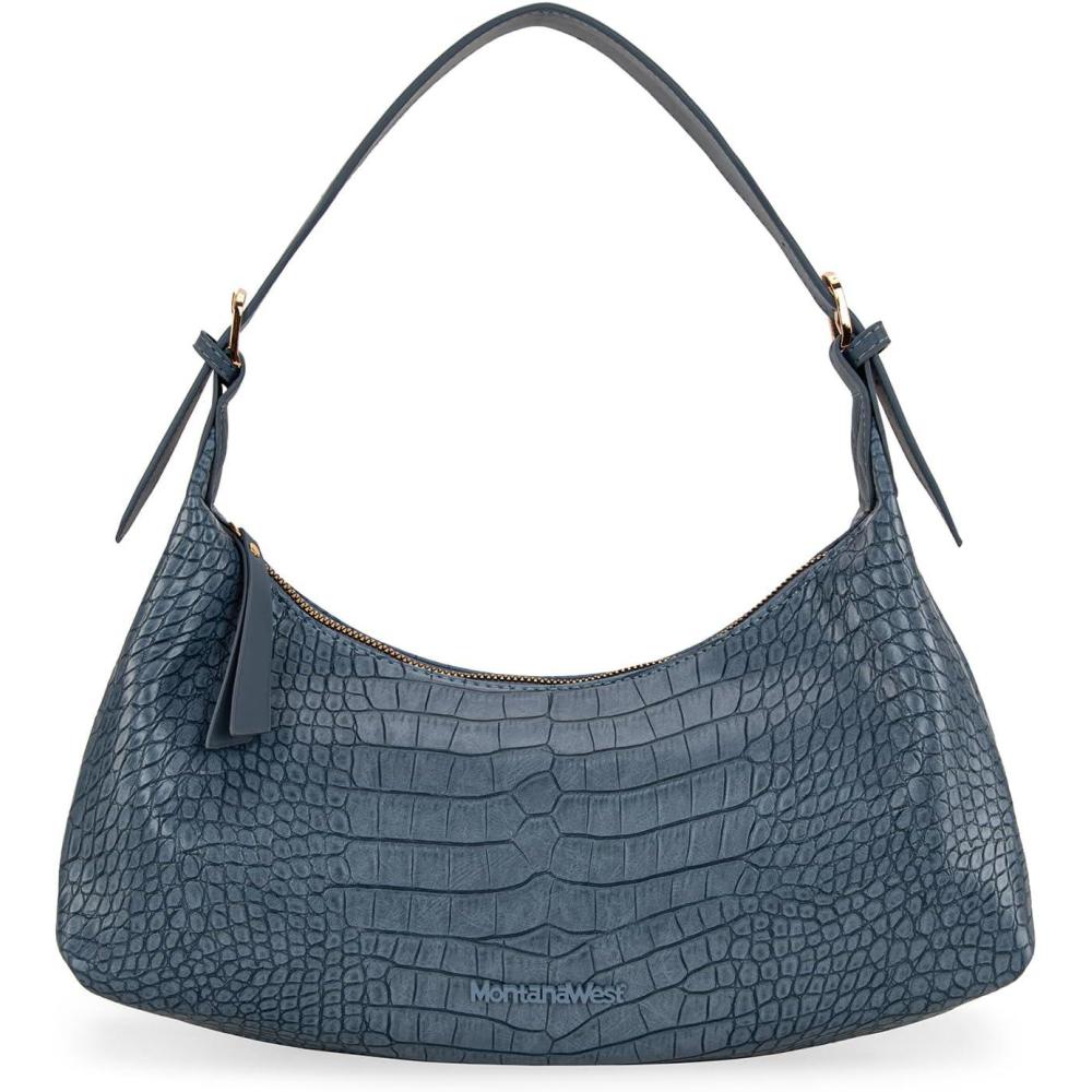 imageMontana West MEDIUM Shoulder Purses for Women Crescent Hobo Bags Trendy PursesCrocodile Jean
