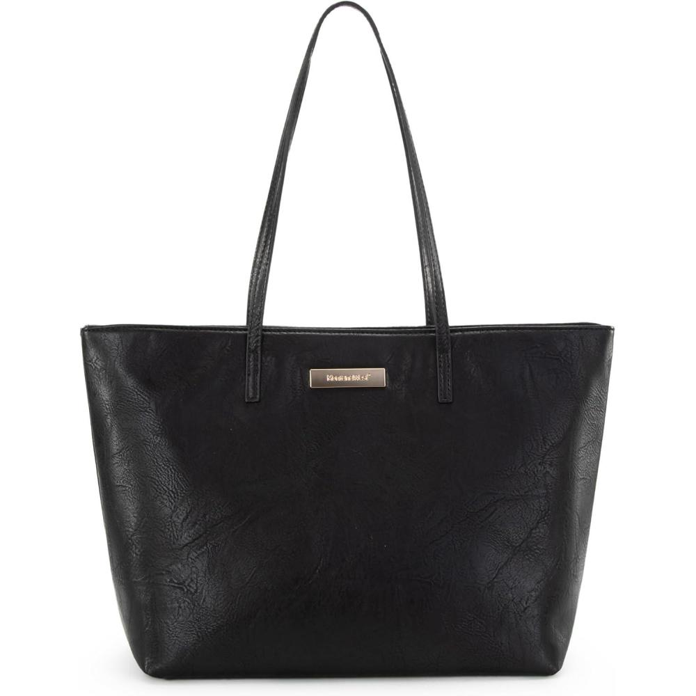 imageMontana West Medium Tote Bags for Women Shoulder Handbag with Zipper Lightweight Everyday Purse for Work Travel or ShoppingBlack