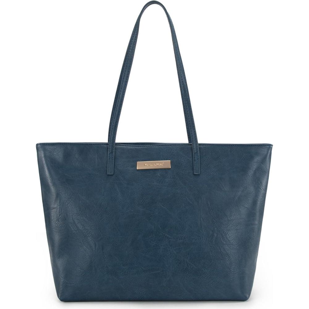 imageMontana West Medium Tote Bags for Women Shoulder Handbag with Zipper Lightweight Everyday Purse for Work Travel or ShoppingBlue