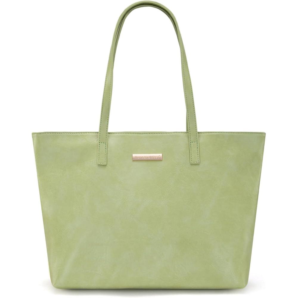 imageMontana West Medium Tote Bags for Women Shoulder Handbag with Zipper Lightweight Everyday Purse for Work Travel or ShoppingGreen