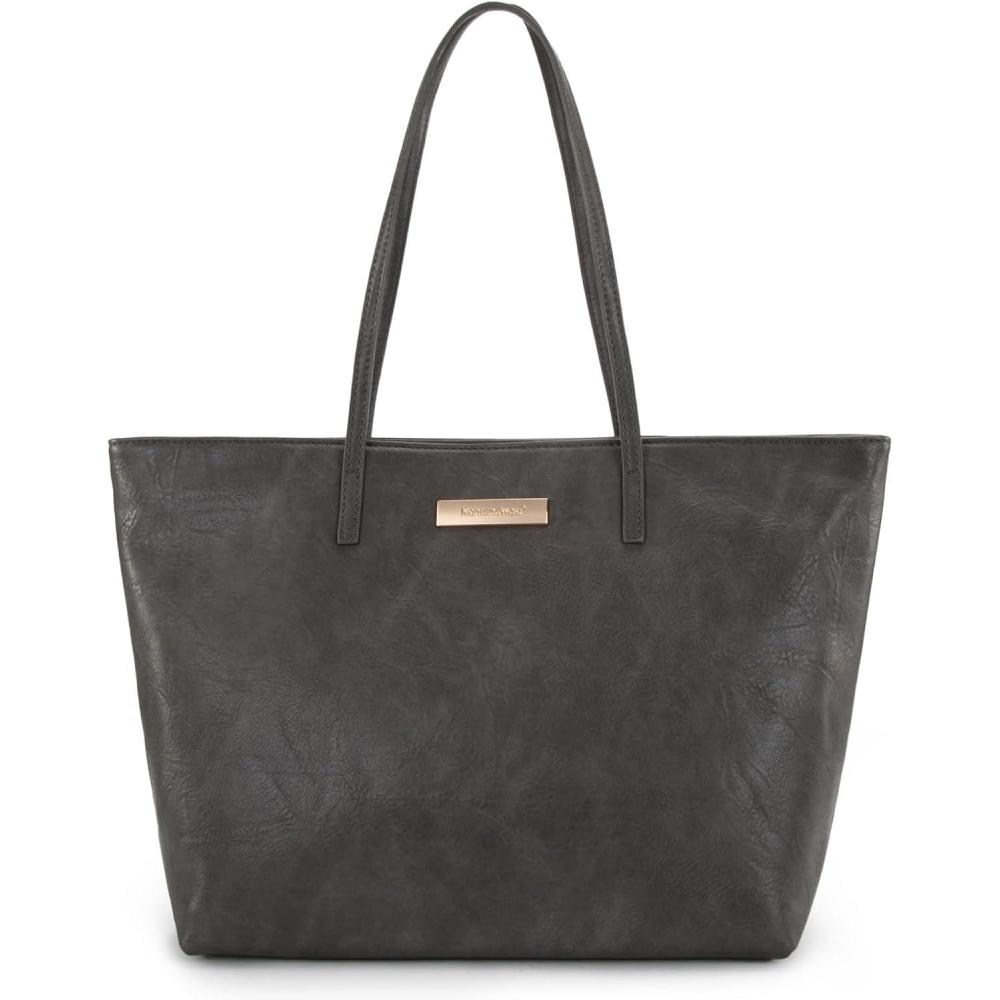imageMontana West Medium Tote Bags for Women Shoulder Handbag with Zipper Lightweight Everyday Purse for Work Travel or ShoppingGrey