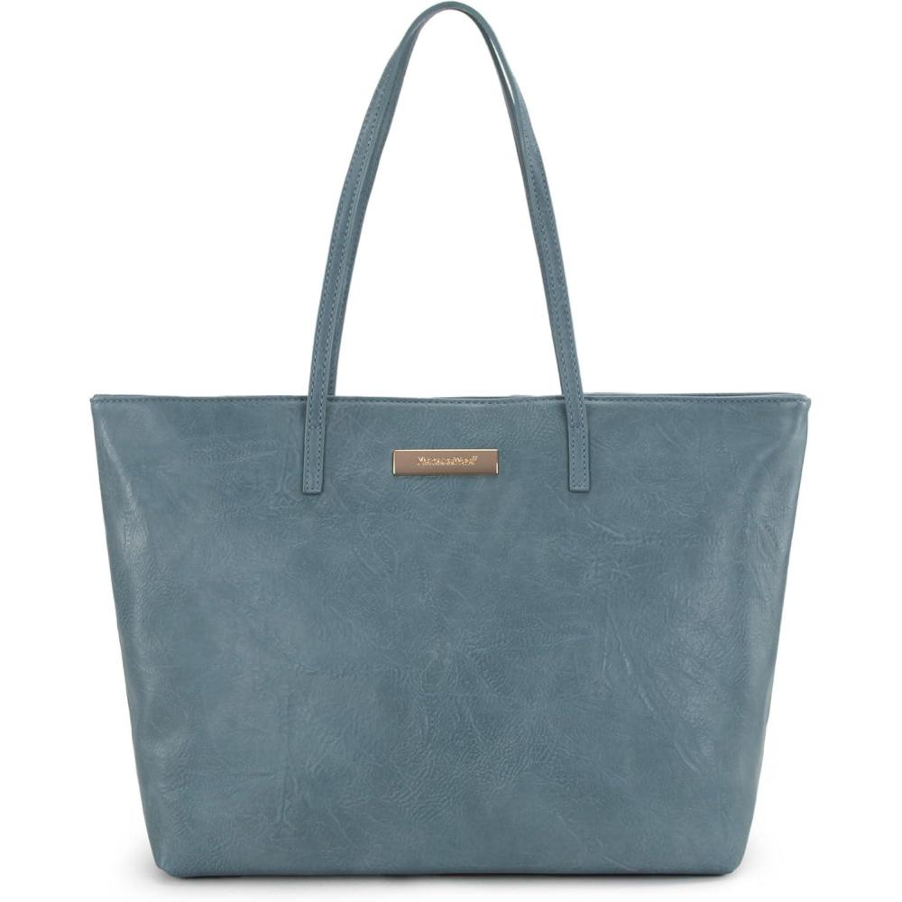 imageMontana West Medium Tote Bags for Women Shoulder Handbag with Zipper Lightweight Everyday Purse for Work Travel or ShoppingJean