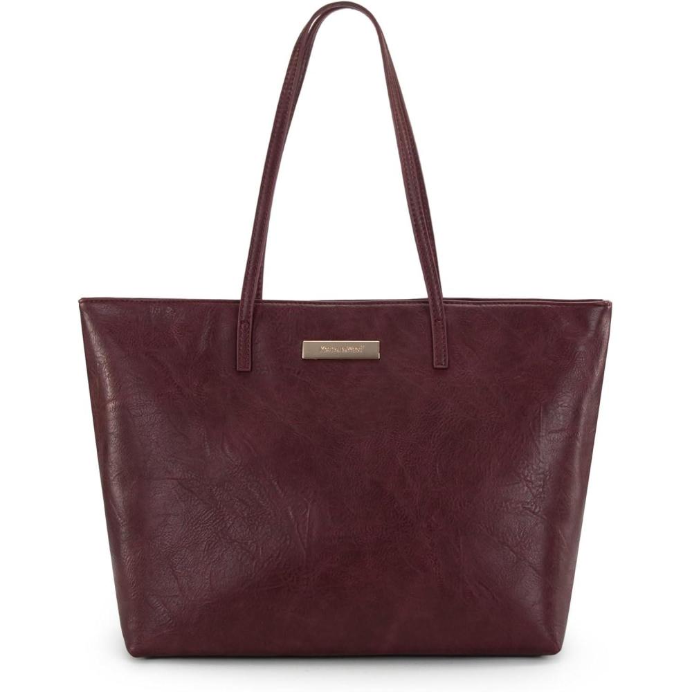 imageMontana West Medium Tote Bags for Women Shoulder Handbag with Zipper Lightweight Everyday Purse for Work Travel or ShoppingPurple