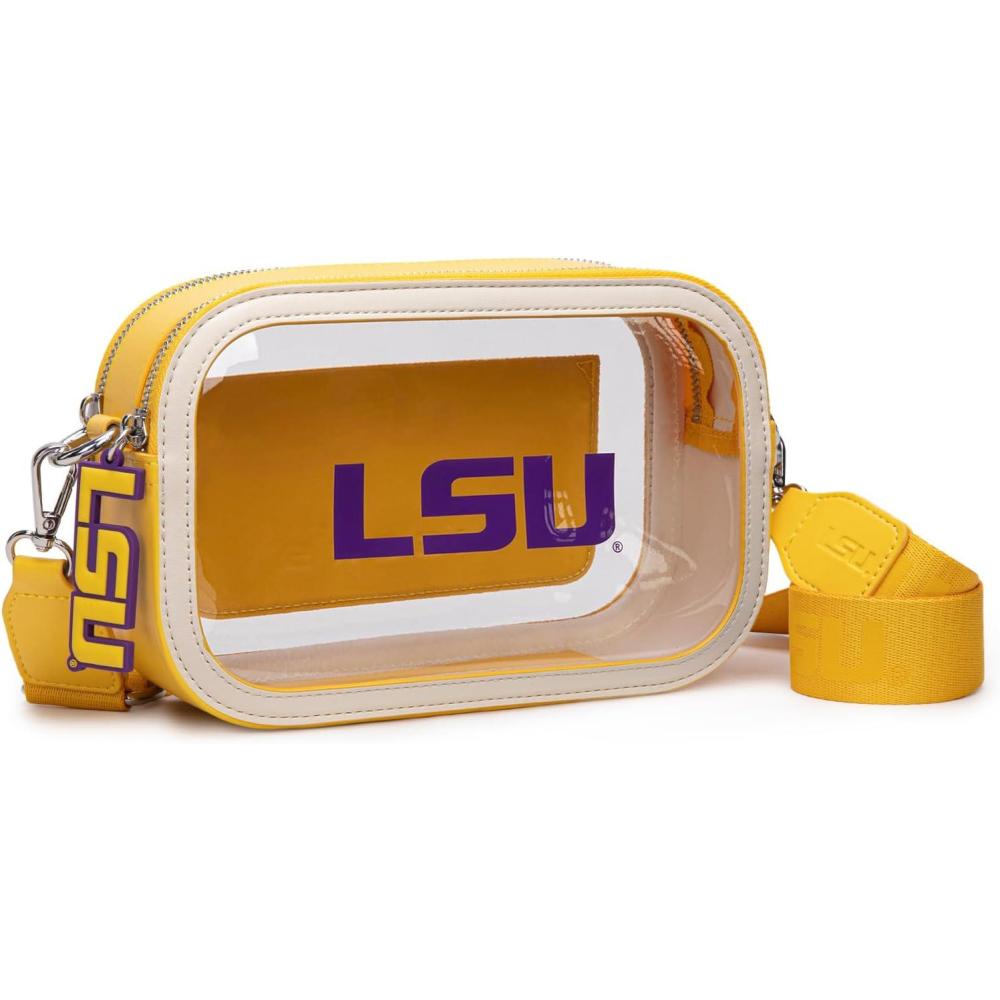 imageMontana West NCAA Clear Bag for Stadium Events Handbags for Sports Fans with Adjustable Nylon StrapCard Pocket ampamp Team LogoFighting Tigersyellow