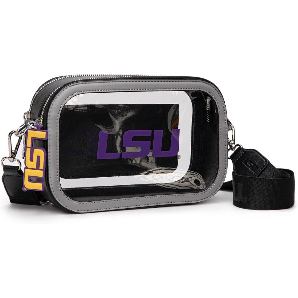 imageMontana West NCAA Clear Bag for Stadium Events Handbags for Sports Fans with Adjustable Nylon StrapCard Pocket ampamp Team LogoLsublack