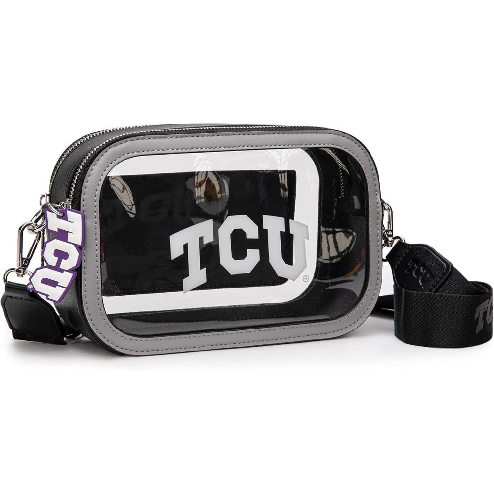 imageMontana West NCAA Clear Bag for Stadium Events Handbags for Sports Fans with Adjustable Nylon StrapCard Pocket ampamp Team LogoTcublack