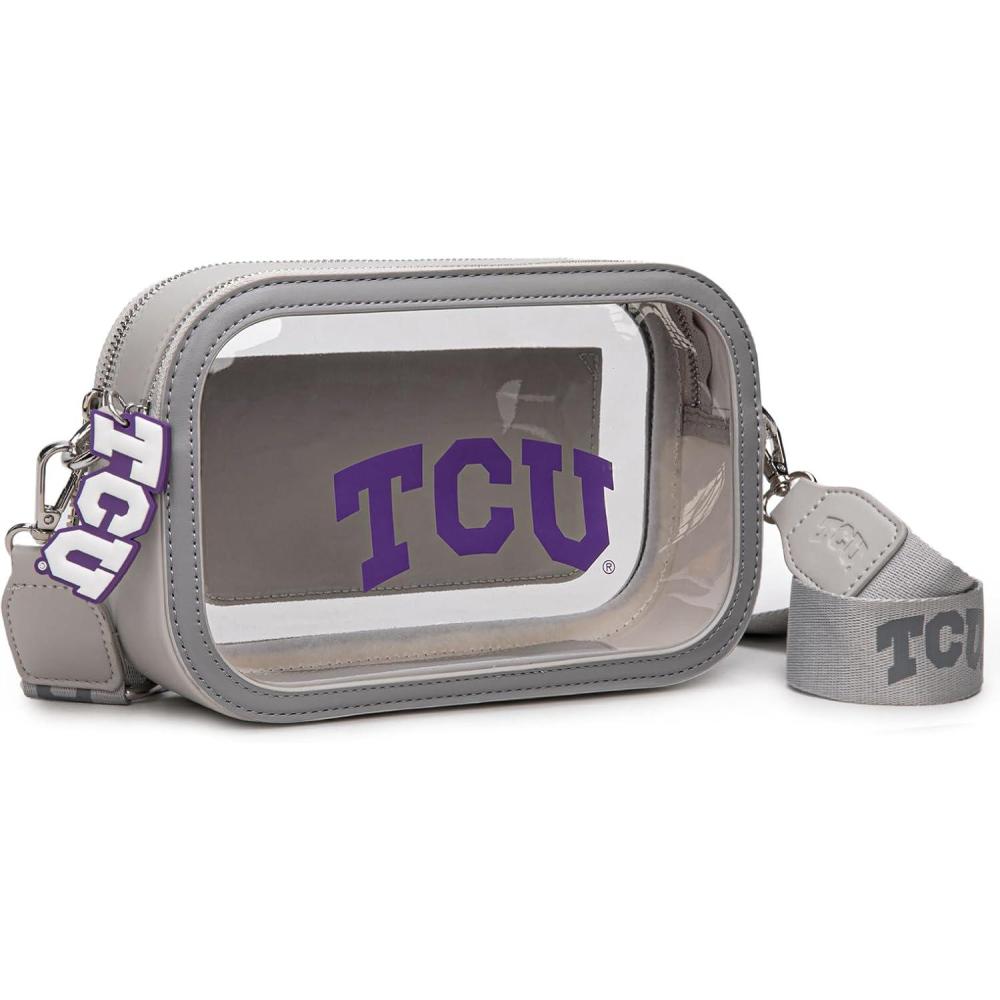 imageMontana West NCAA Clear Bag for Stadium Events Handbags for Sports Fans with Adjustable Nylon StrapCard Pocket ampamp Team LogoTcugrey