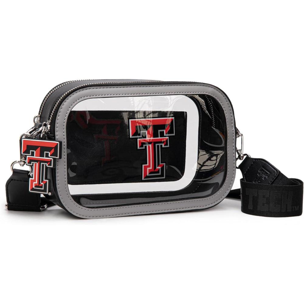 imageMontana West NCAA Clear Bag for Stadium Events Handbags for Sports Fans with Adjustable Nylon StrapCard Pocket ampamp Team LogoTtublack
