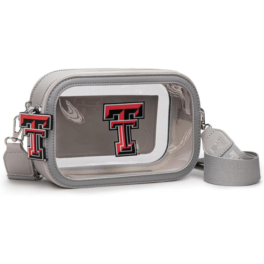 imageMontana West NCAA Clear Bag for Stadium Events Handbags for Sports Fans with Adjustable Nylon StrapCard Pocket ampamp Team LogoTtugrey