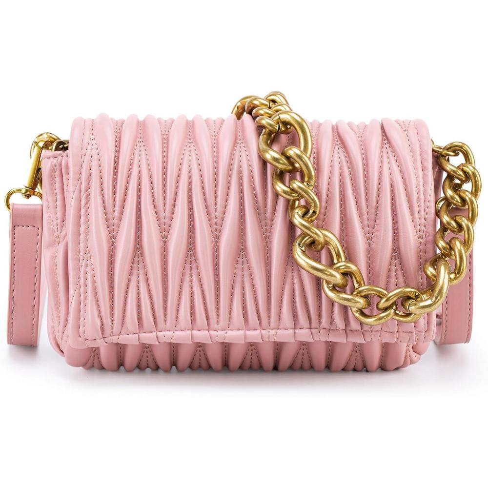 imageMontana West Quilted Small Shoulder Bag for Women Y2K Trendy Cute Clutch Underarm Purse with 2 Removable StrapsBaby Pink