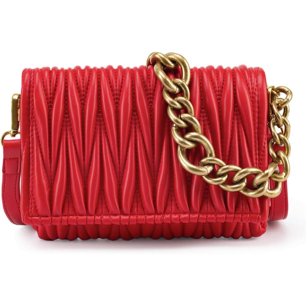 imageMontana West Quilted Small Shoulder Bag for Women Y2K Trendy Cute Clutch Underarm Purse with 2 Removable StrapsRuby Red