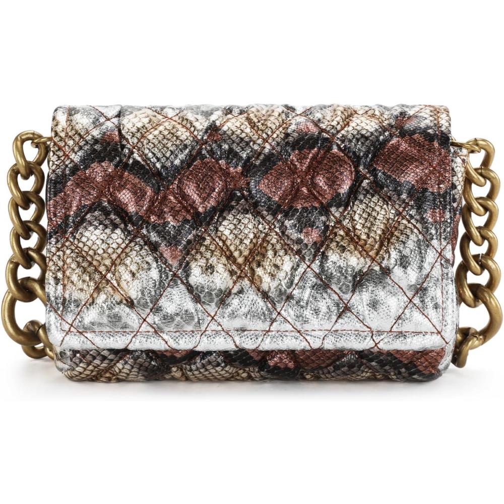 imageMontana West Quilted Small Shoulder Bag for Women Y2K Trendy Cute Clutch Underarm Purse with 2 Removable StrapsSnake Print Brown